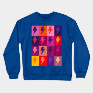 Lightning Bolts Checkerboard Pattern Pinks and Purples Crewneck Sweatshirt